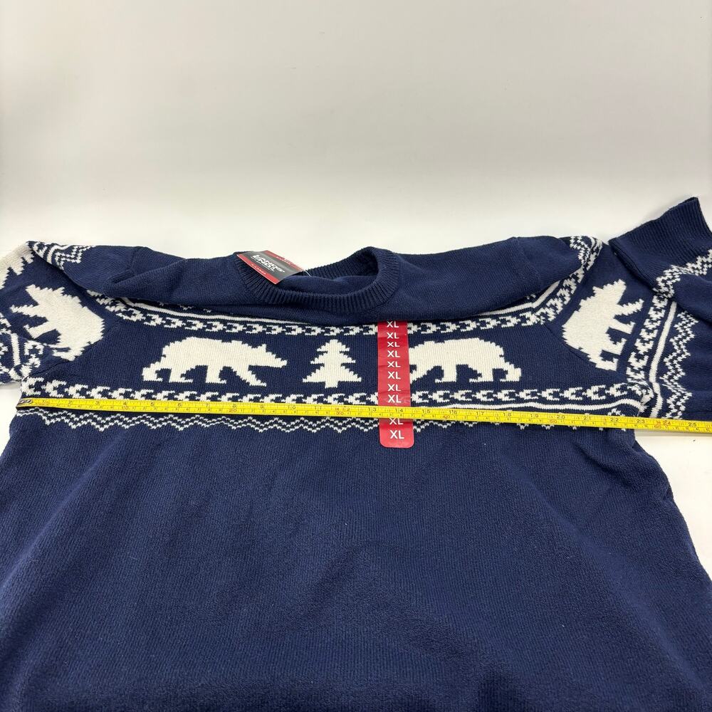Lands End Men's Size XL Sweater Navy Blue Bear Christmas Tree - Picture 5 of 16